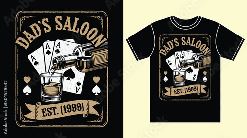 Vintage Retro Saloon Sign Father's Day Shirt Design for Dad Gift