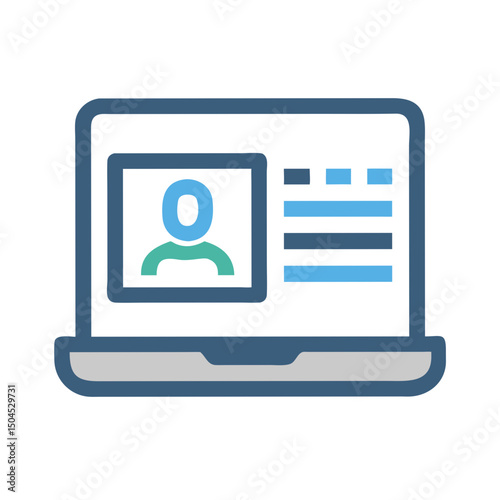 Laptop with Profile Icon - Online Course and E-Learning Platform Symbol