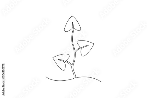Plant growth process minimalist continuous one line art