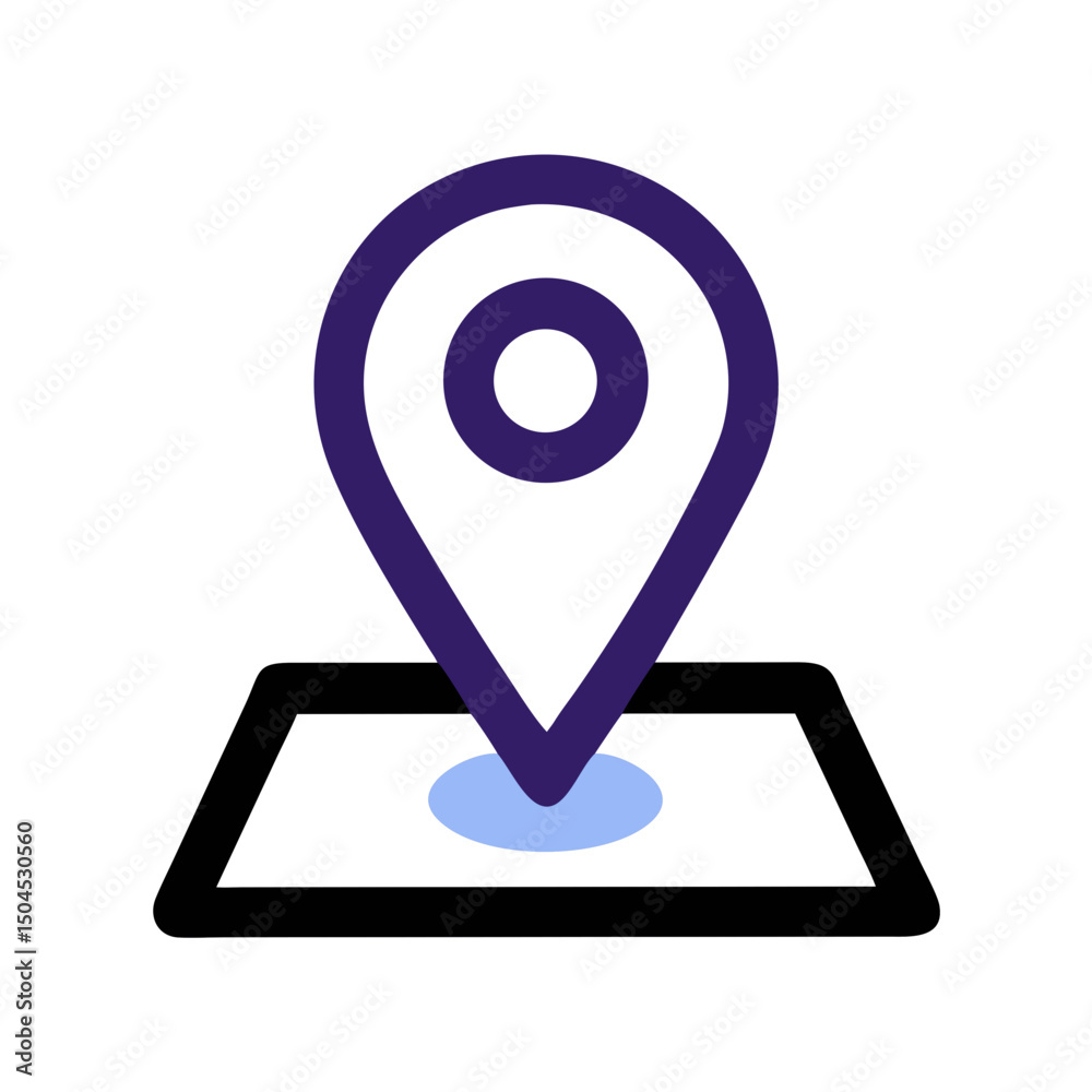 Location Pin on Base Icon - Fixed Position Map Marker Symbol for Navigation and GPS Location Pin on Base Icon - Fixed Position Map Marker Symbol for Navigation and GPS