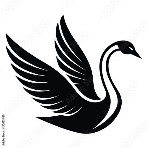 Minimalist upward flying swan for luxury branding.