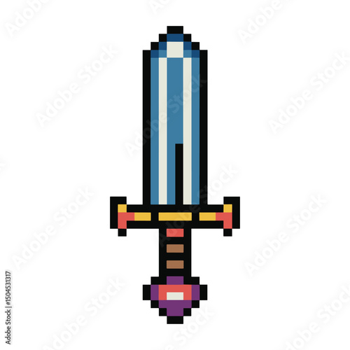 Pixel art sword, perfect for game design or fantasy themes.