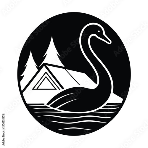 Minimalist upward flying swan for luxury branding.