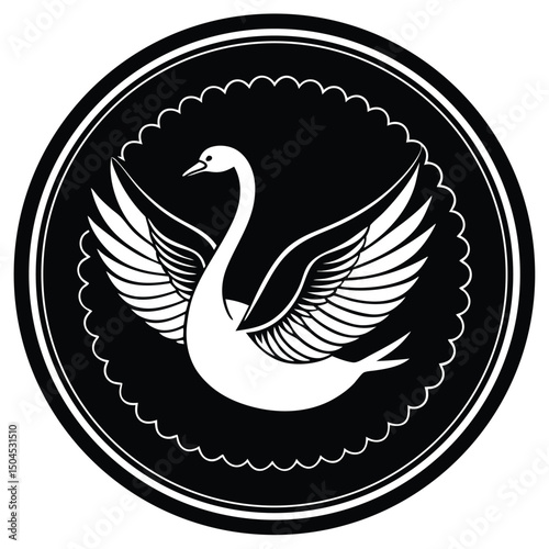 Minimalist upward flying swan for luxury branding.