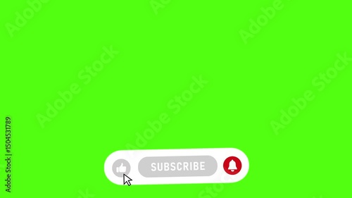 Green Screen Subscribe Button Animation with Like and Bell Icon for YouTube Videos