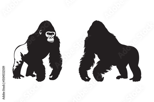 Gorilla Silhouette Vector Illustration Wild Animal Graphic Art Design