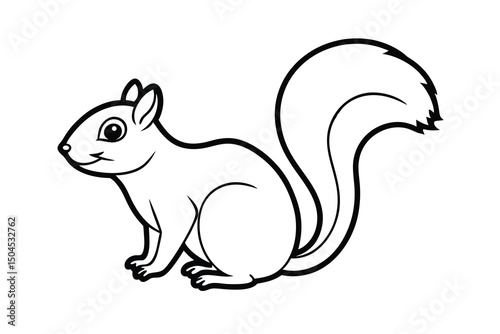 Adorable cartoon squirrel outline coloring page illustration