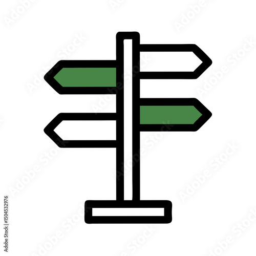 Multi-Direction Signpost Icon Representing Crossroad