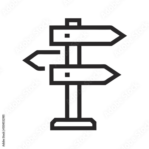 Multi-Direction Signpost Icon Representing Crossroad