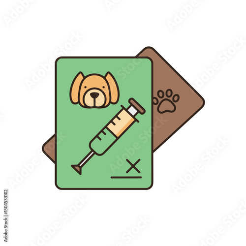 Pet vaccination card icon for veterinary records and health documentation