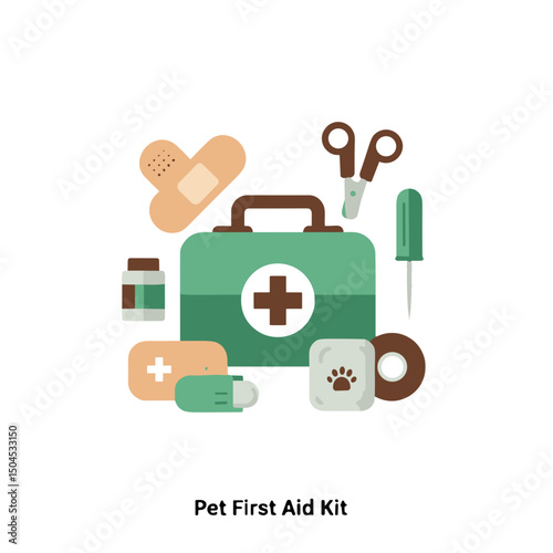 Pet first aid kit icon for veterinary safety and emergency care supplies