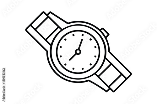 Stylish wristwatch line art design elegant timepiece illustration