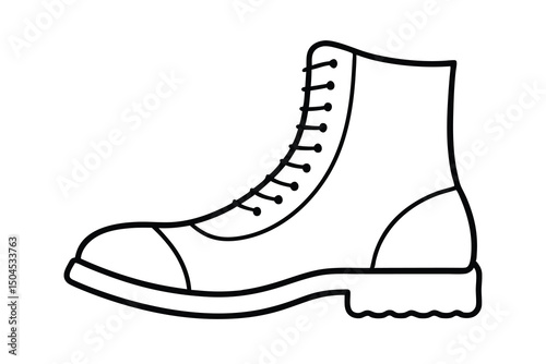 Stylish lace up boot outline fashion footwear design