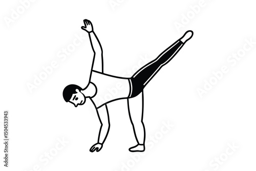 Man performing yoga leg raise exercise fitness workout