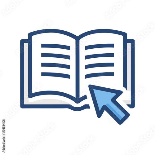 Open Book with Cursor Icon Representing E-Learning