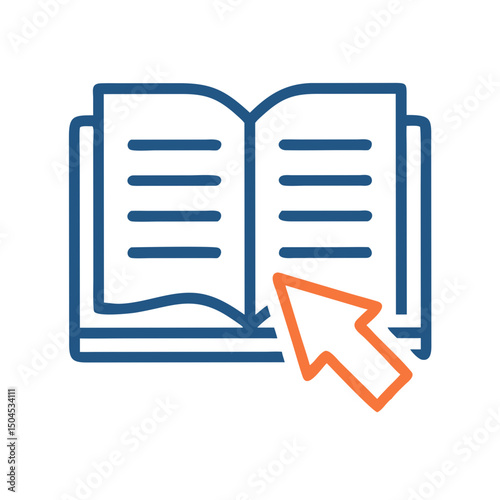 Open Book with Cursor Icon Representing E-Learning