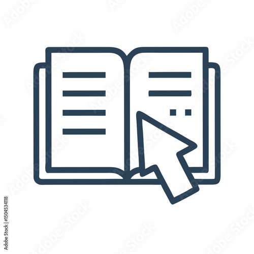 Open Book with Cursor Icon Representing E-Learning