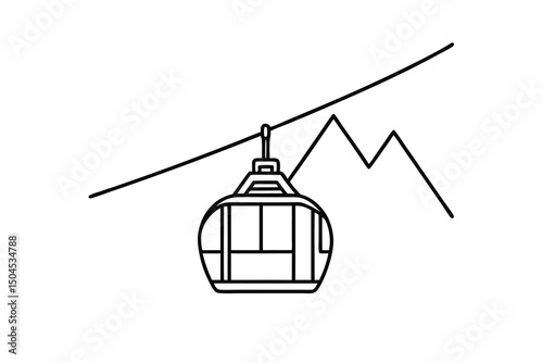 Cable car ascending mountainous terrain scenic ride