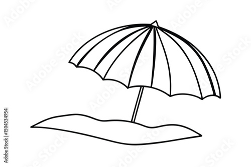 Beach umbrella on sandy shore summer vacation relaxation