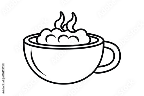 Steaming hot cup of coffee whipped cream beverage