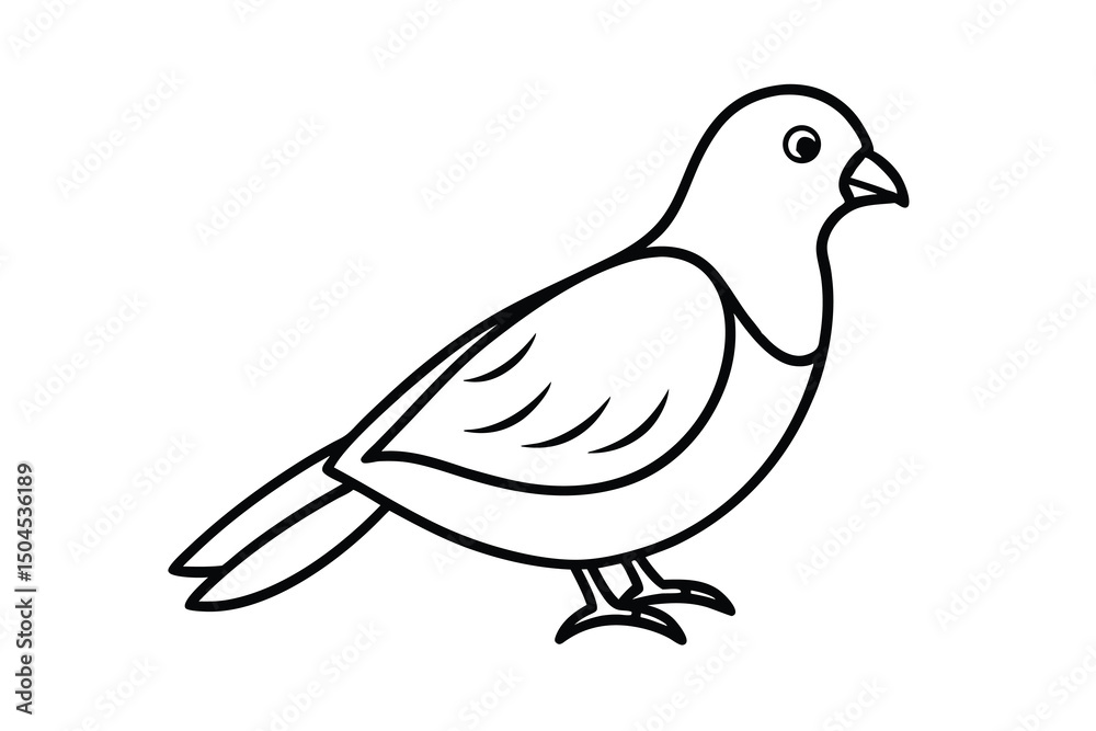 Fototapeta premium Simple line drawing of a cute little bird