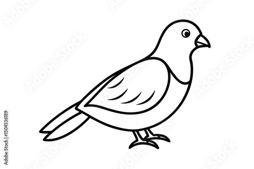 Simple line drawing of a cute little bird