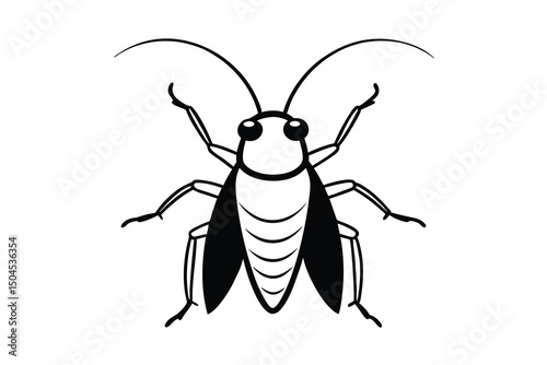 Simple black and white cockroach illustration vector graphic