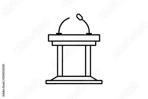 Simple line drawing of a podium with microphone
