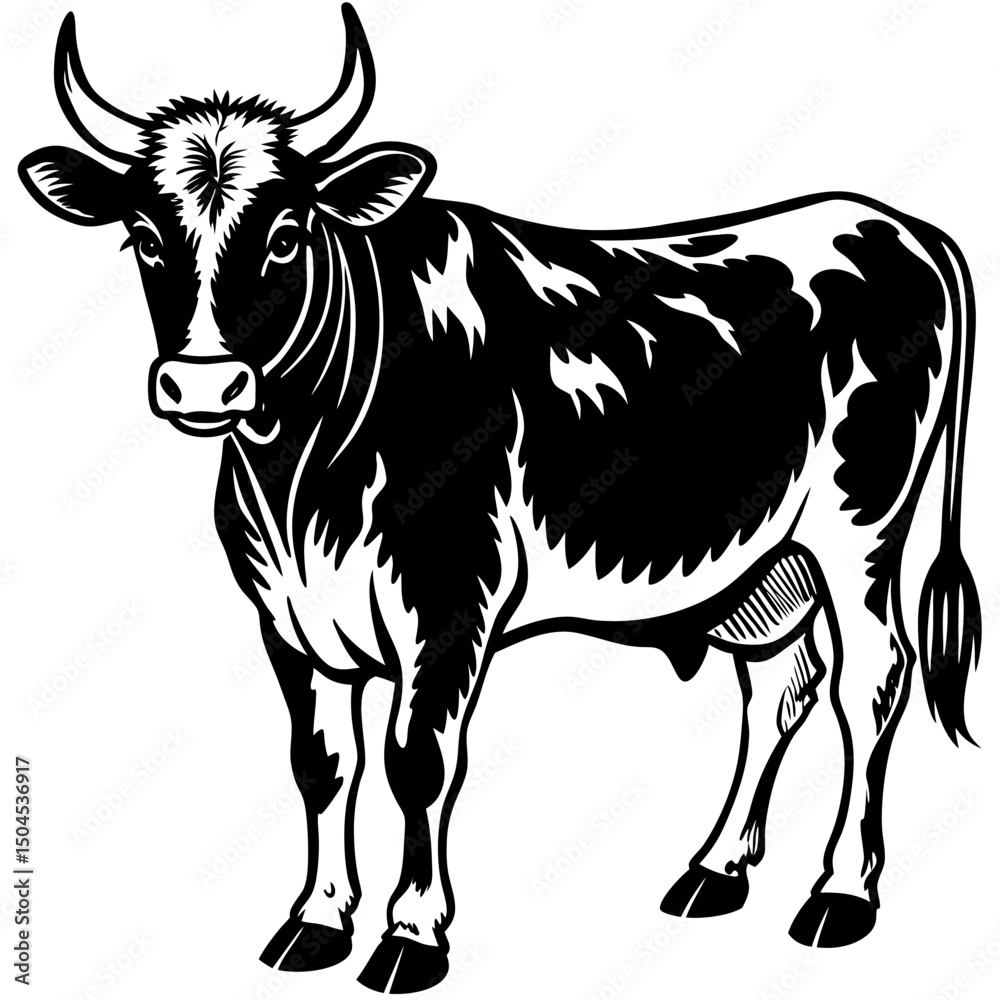 Fototapeta premium black and white cow