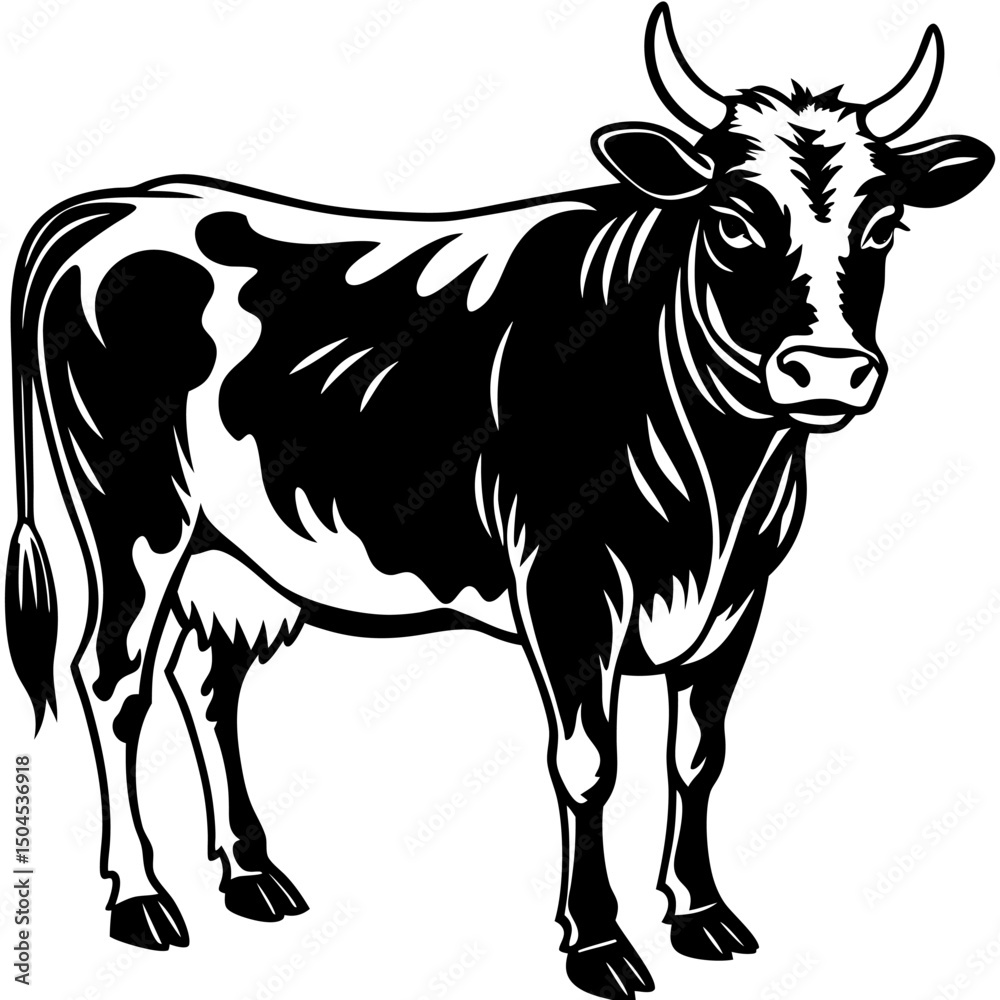 Fototapeta premium black and white cow