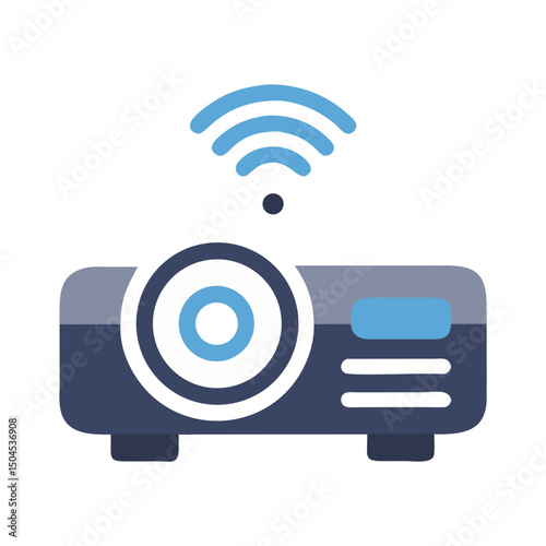 Projector with Signal Icon Representing Wireless Presentation, Digital Display, and Remote Connectivity