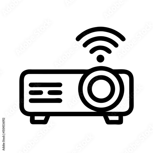 Projector with Signal Icon Representing Wireless Presentation, Digital Display, and Remote Connectivity