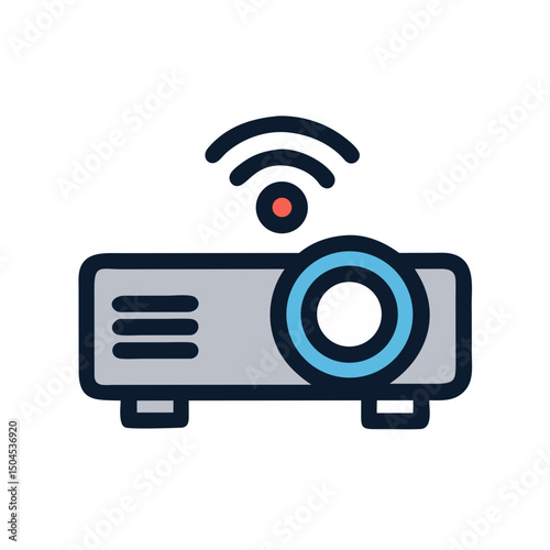 Projector with Signal Icon Representing Wireless Presentation, Digital Display, and Remote Connectivity