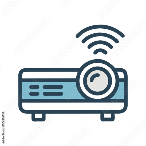 Projector with Signal Icon Representing Wireless Presentation, Digital Display, and Remote Connectivity