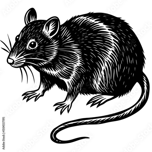 vector illustration of a white rat
