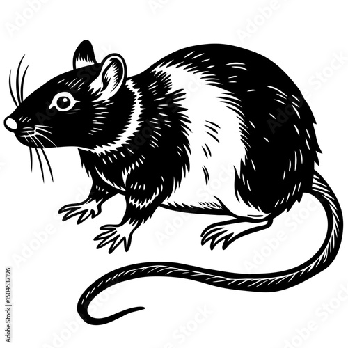 vector illustration of a white rat