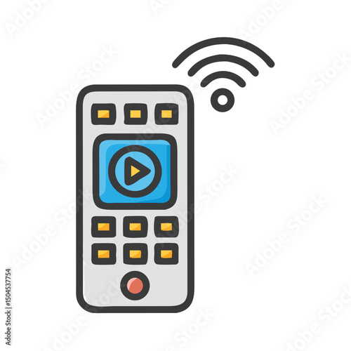 Remote Control Icon Representing Multimedia Navigation, Device Operation, and Entertainment Access