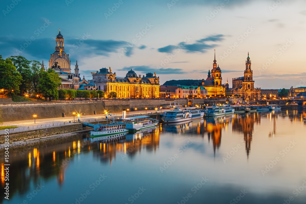 Fototapeta premium Dresden famous city. Germany city center,vcapital, second largest, city, Saxony., river, Elbe, seat, merchants, margrave, European, ag