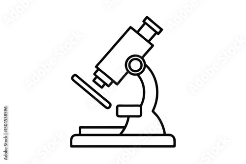 Simple line drawing of a microscope for science education