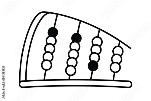 Simple black and white abacus illustration for kids