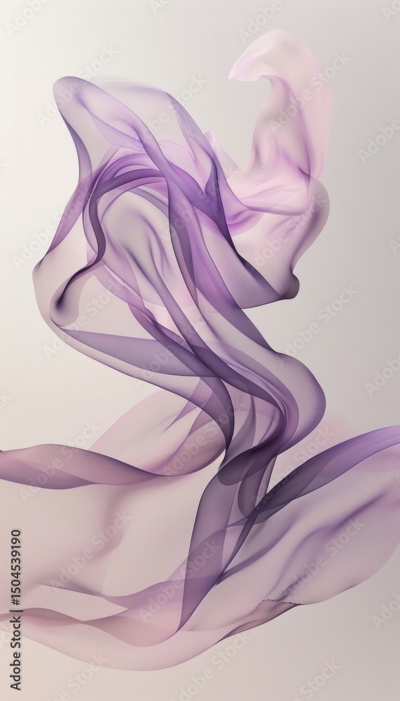 Naklejka premium Serene Minimalist Composition with Flowing Purple and Pink Lines