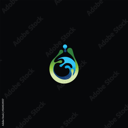 Fluid emblem nature embraces water