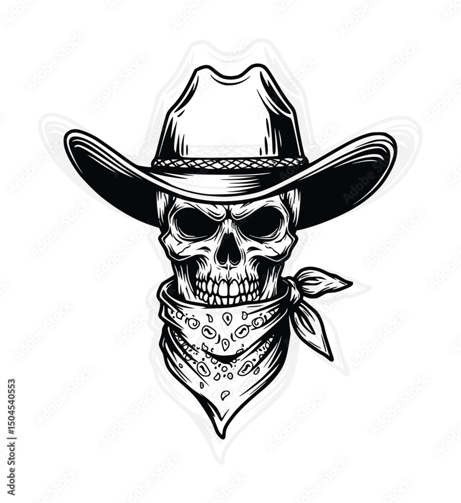 Fototapeta premium Cowboy Skull Silhouette