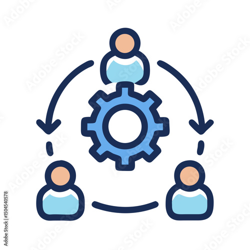 Team Collaboration Gear Icon Representing Cooperative Work and Productivity