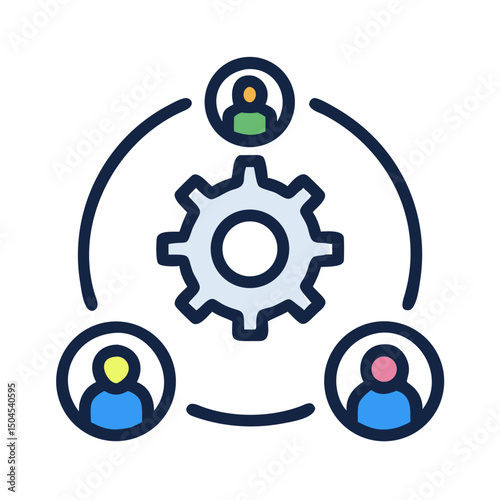 Team Collaboration Gear Icon Representing Cooperative Work and Productivity