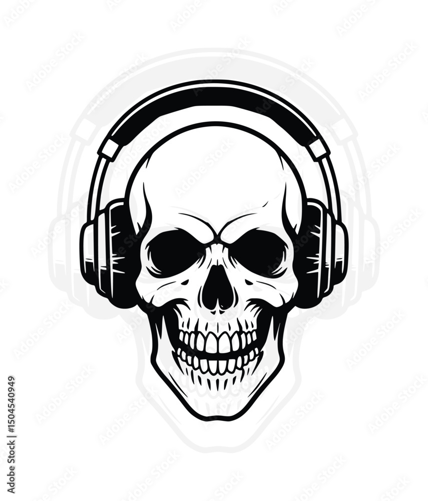 Fototapeta premium Skull with Headphones EPS