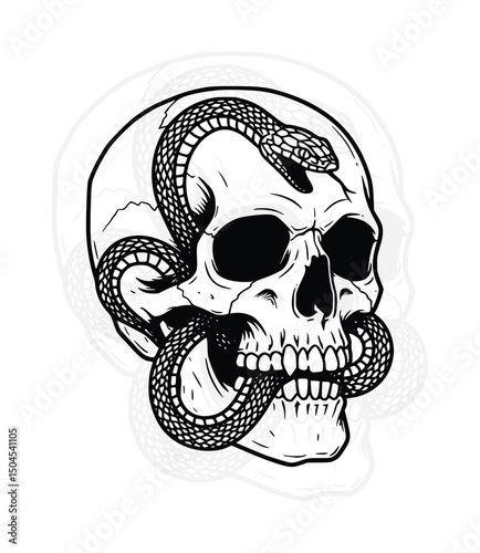 Skull with Snake EPS