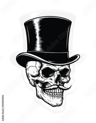 Skull with Top Hat 2 EPS