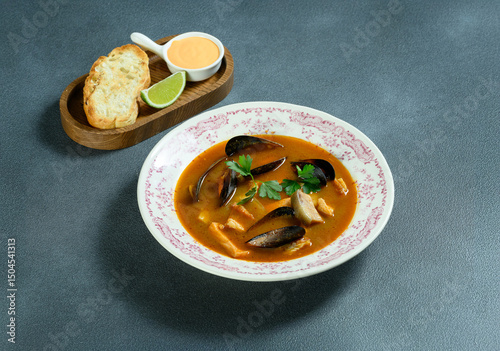 fish soup in a bowl