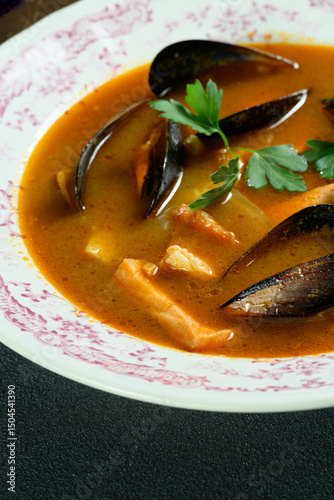 fish soup in a bowl